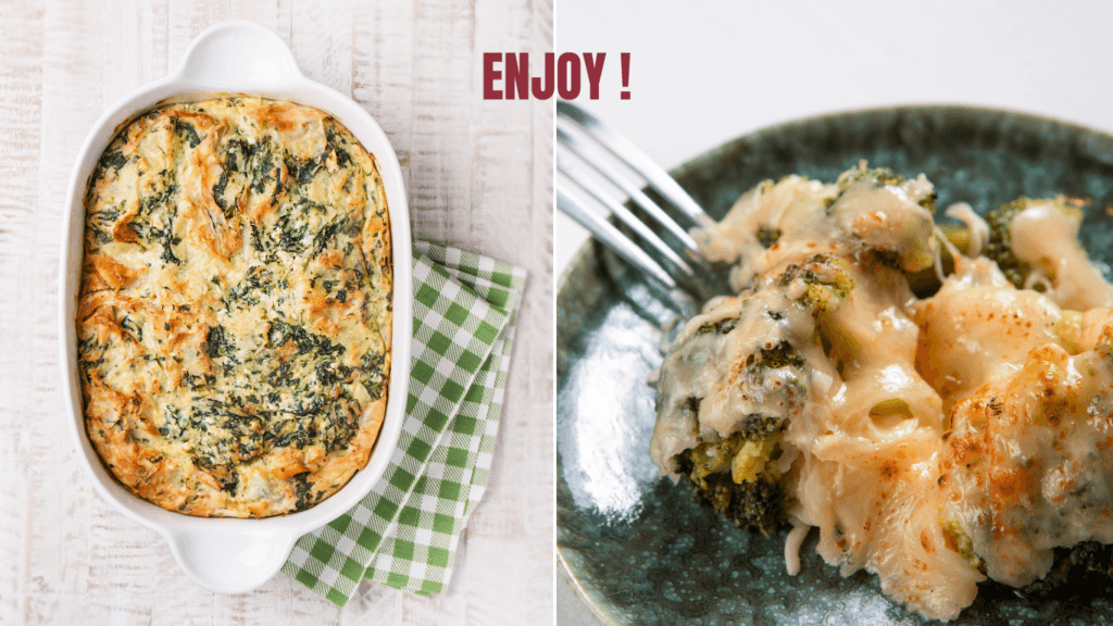 The Broccoli Cheese Casserole baking in the oven.