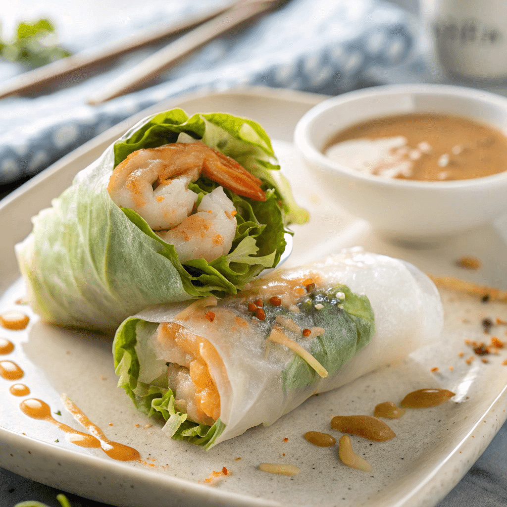 rice paper rolls presentation
